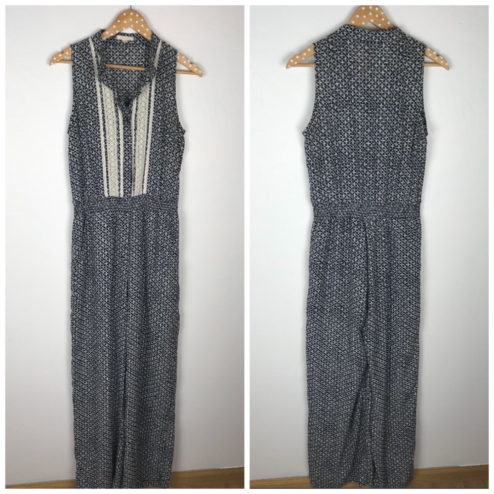 Anthropologie Tulle Black Printed Jumpsuit